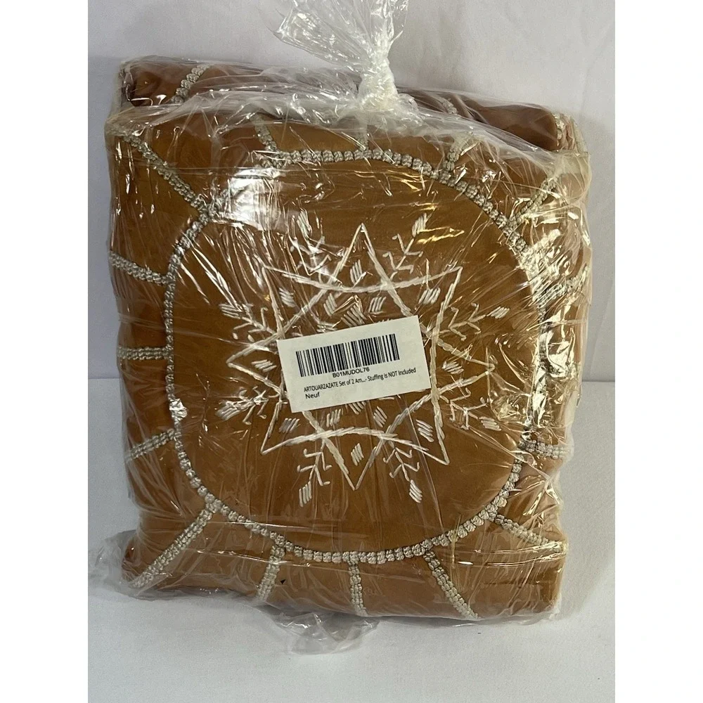 X2–Premium Moroccan Leather Pouf - Handmade ‎ - Ottoman, Footstool —unstuffed